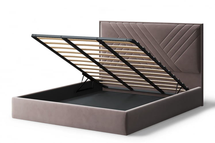 Кровать МИРА 2000*1600мм (без опор), велюр Бренди лайт 05 (кофе), (б/основания, б/матраса)_2