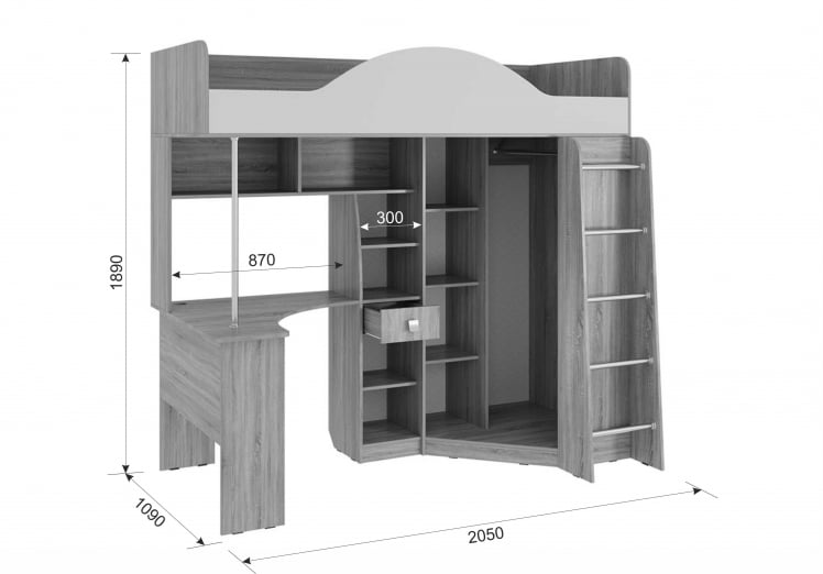 Детский комплекс Фэнтези MDF-08 белый рамух_3