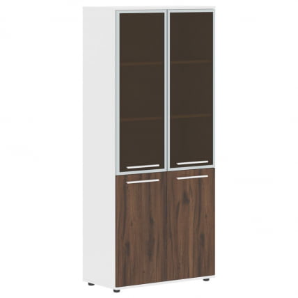 Шкаф комбинированный  с дверьми в металлической раме ЕДИС ЕХCС 85.7 Дуб Денвер темный Белый Белый / EDIS EHCS_0