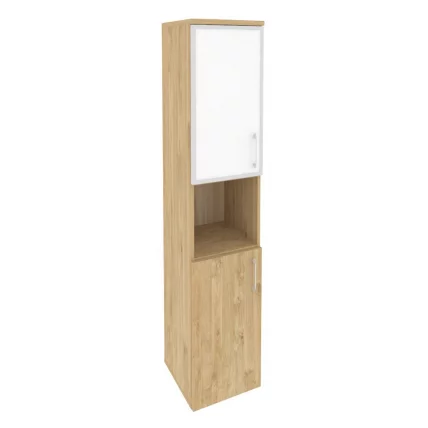 Шкаф высокий узкий левый ONIX O.SU-1.4R(L) white Тиквуд Светлый Шкаф высокий узкий левый ONIX O.SU-1.4R(L) white Тиквуд Светлый_0