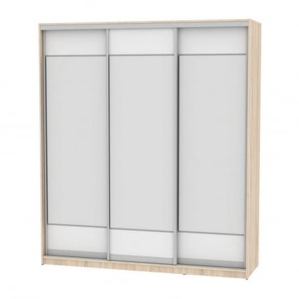 Шкаф-купе B-230х200х60-3(ДСС-Белый-D8D8D8)_0