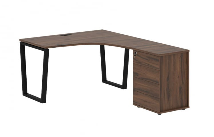 Стол эргономичный с тумбой правый EDIS EVCET 1318 R Дуб Денвер темный Черный_0