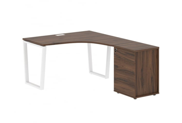 Стол эргономичный с тумбой правый EDIS EVCET 1318 R Дуб Денвер темный Белый_0