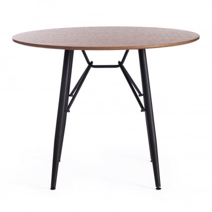 Стол RUSTO (mod. 283) МДФ/металл, D100 х 75 см, Black (Черный) / Walnut (Орех)_1