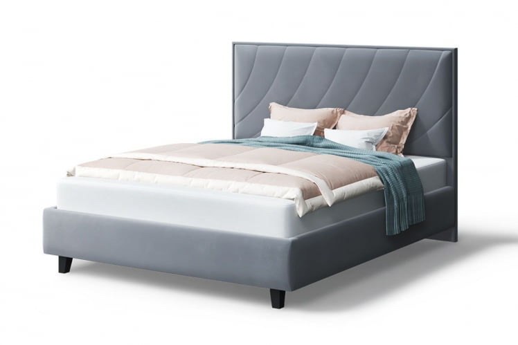 Кровать СОФИЯ 2000*1800мм (на опорах), велюр НЕО 25 (серый), (б/основания, б/матраса) / NEO_0