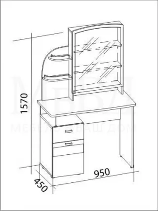 Столик туалетный Орхидея-4.10 Дуб венге/Беленый дуб_3