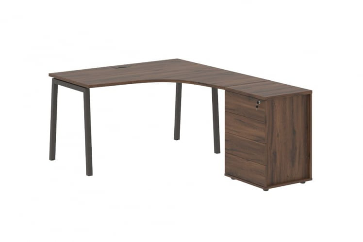 Стол эргономичный с тумбой (правый) EDIS ELCET 1318 R Дуб Денвер темный Мокко_0