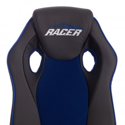 Кресло RACER кож/зам/ткань, металлик/синий, 36/10_6