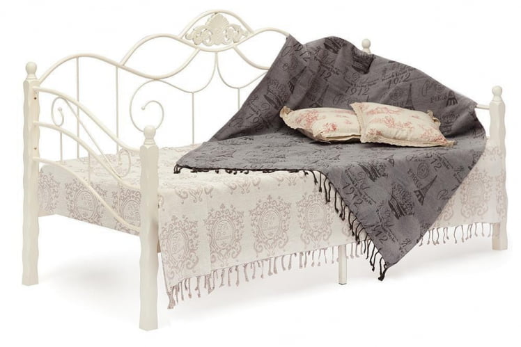 Кровать CANZONA дерево гевея/металл, 90*200 см (Day bed), Белый (butter white)_0