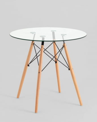 Стол круглый EAMES DSW NEW D=80 прозрачный стеклянный_0