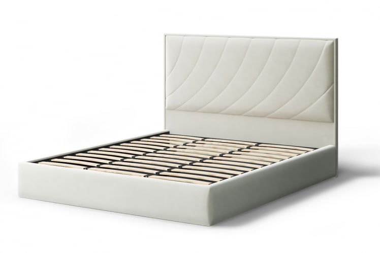 Кровать СОФИЯ 2000*1600мм (без опор), велюр Бренди лайт 02 (серо-белый), (б/основания, б/матраса)_1