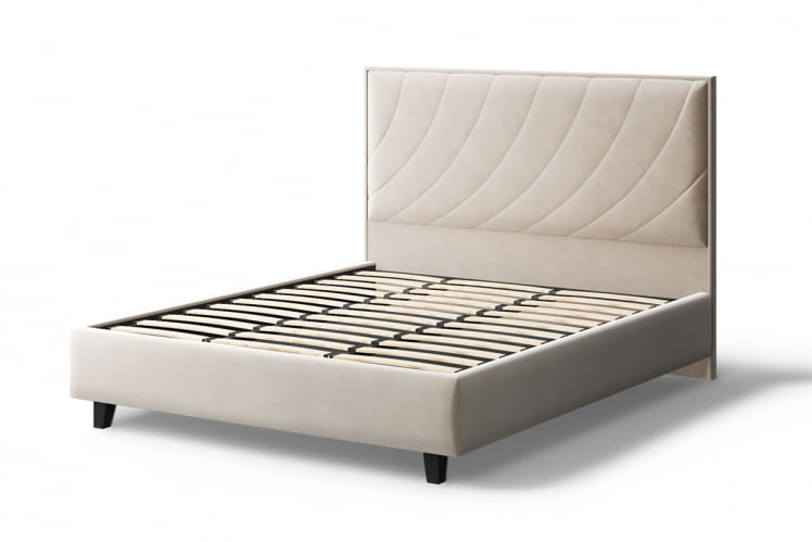 Кровать СОФИЯ 2000*1800мм (на опорах), велюр Бренди лайт 03 (бежевый), (б/основания, б/матраса)_2