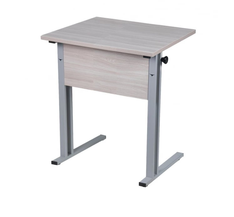 Парта одноместная рост 6 прямые углы Клен Танзау/Металл Серый_0