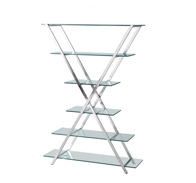 Стеллаж Гейт прозрачное стекло сталь Серебро_0