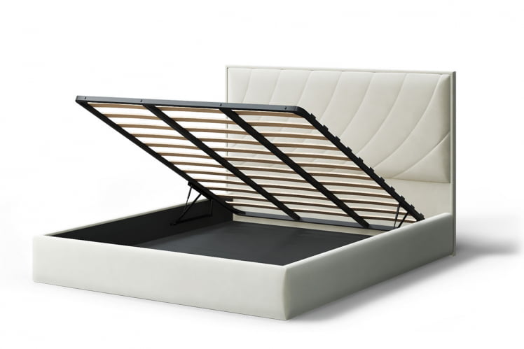 Кровать СОФИЯ 2000*1800мм (без опор), велюр Бренди лайт 02 (серо-белый), (б/основания, б/матраса)_2