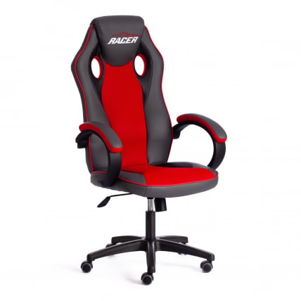 Кресло RACER GT new кож/зам/ткань, металлик/красный, 36/08_0