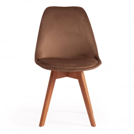 Стул TULIP SOFT (mod. 74) вельвет/дерево , 54 х 47 х 83 см , коричневый (HLR11)/натуральный_4