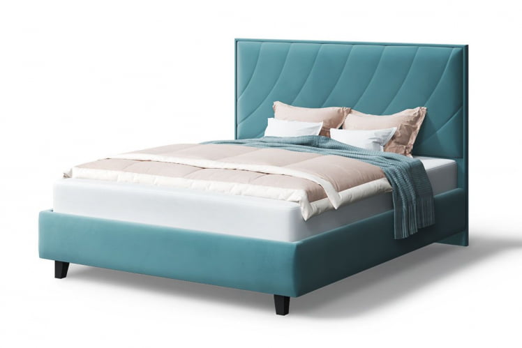 Кровать СОФИЯ 2000*1800мм (на опорах), велюр НЕО 22 (бирюзовый), (б/основания, б/матраса) / NEO_0