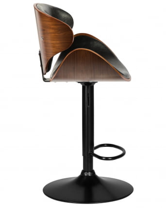 Стул барный DOBRIN KARTER BLACK (коричевый орех дерево (BWW), черный PU)_1