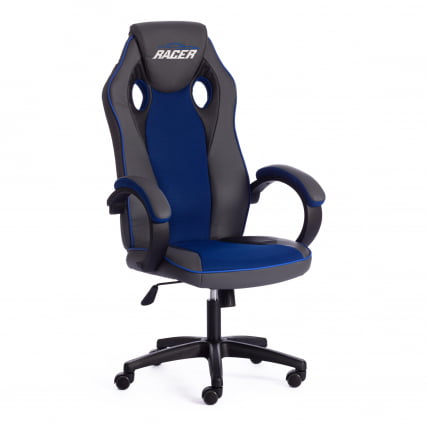 Кресло RACER GT new кож/зам/ткань, металлик/синий, 36/10_0