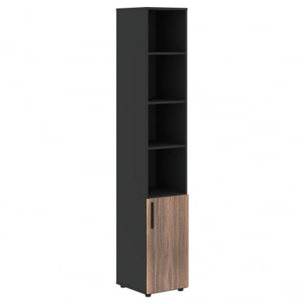 Шкаф-колонка с глухой малой дверью (правый) VELION VENEER VRHCS 40.5 R Американский орех Яшма черная_0