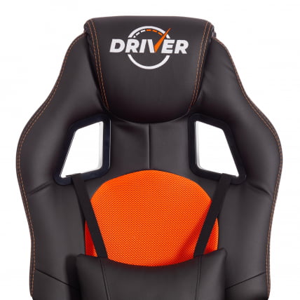 Кресло DRIVER (22) кож/зам/ткань, черный/оранжевый, 36-6/TW-07_6