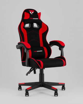 Кресло спортивное TopChairs Shadow ткань черно-красный_0