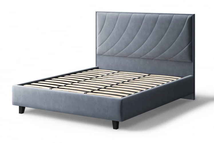 Кровать СОФИЯ 2000*1800мм (на опорах), велюр Бренди лайт 28 (серый), (б/основания, б/матраса)_2