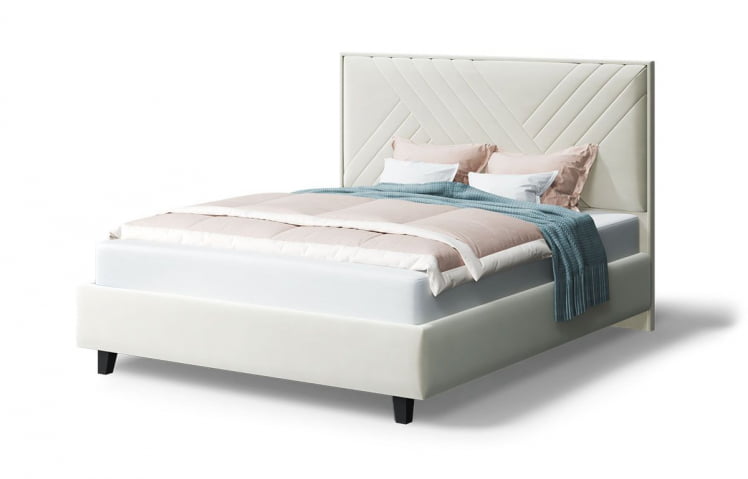 Кровать МИРА 2000*1800мм (на опорах), велюр Бренди лайт 02 (серо-белый), (б/основания, б/матраса)_0