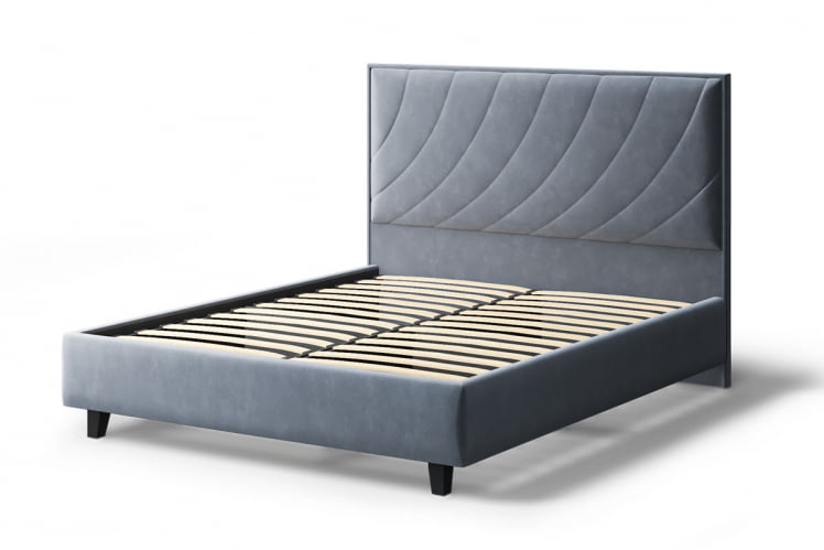 Кровать СОФИЯ 2000*1800мм (на опорах), велюр Бренди лайт 28 (серый), (б/основания, б/матраса)_1