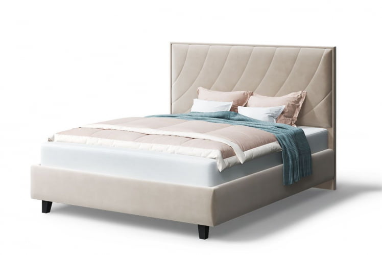 Кровать СОФИЯ 2000*1400мм (на опорах), велюр Бренди лайт 03 (бежевый), (б/основания, б/матраса)_0