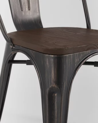 Стул Tolix Wood 850 Черная патина с золотом_8