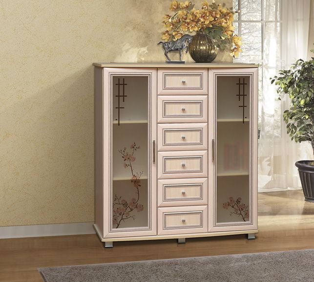 Комод многофункциональный Фант (рамочный) ЛДСП с накладками МДФ, Млечный дуб_0