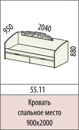 Кровать Мегаполис 55.11 Сосна Астрид_4