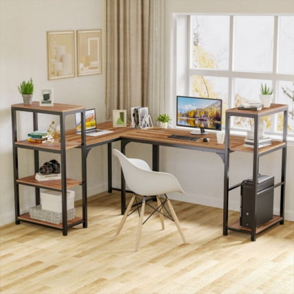 Стол письменный (для компьютера) со стеллажом EUREKA ZX-SH140A-RW с шириной 140 см Reclaimed Wood_4