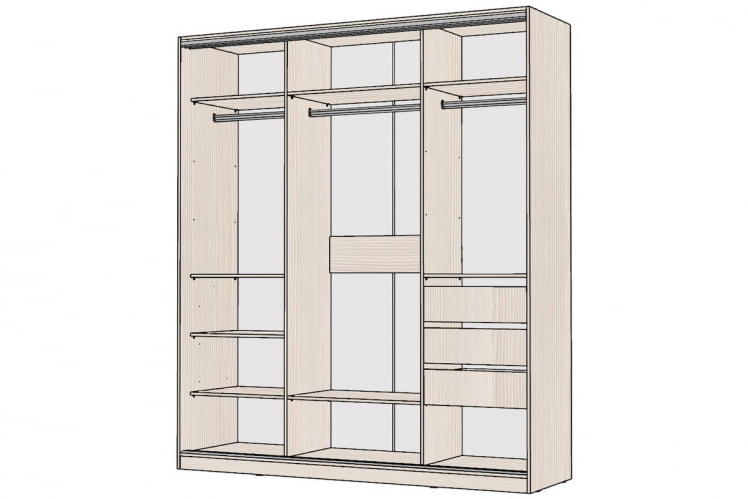 Шкаф-купе 3-х дверный Виктория 2000х584х2300, Бодега светлая 20ДЛЛЛДЛЛЛДЛЛЛ-ПЯШШ-Бс 310-3153_1