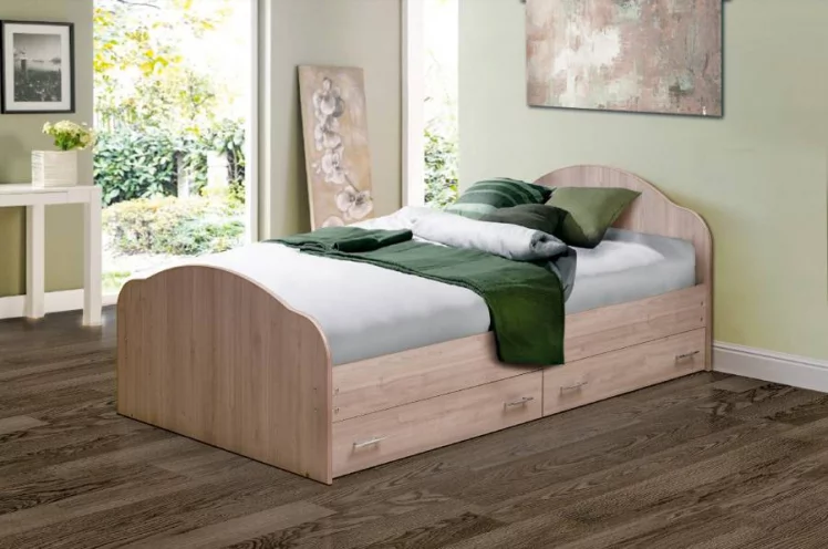 Кровать с ящиками на уголках №1 ЛДСП 1600*2000 Итальянский орех_0