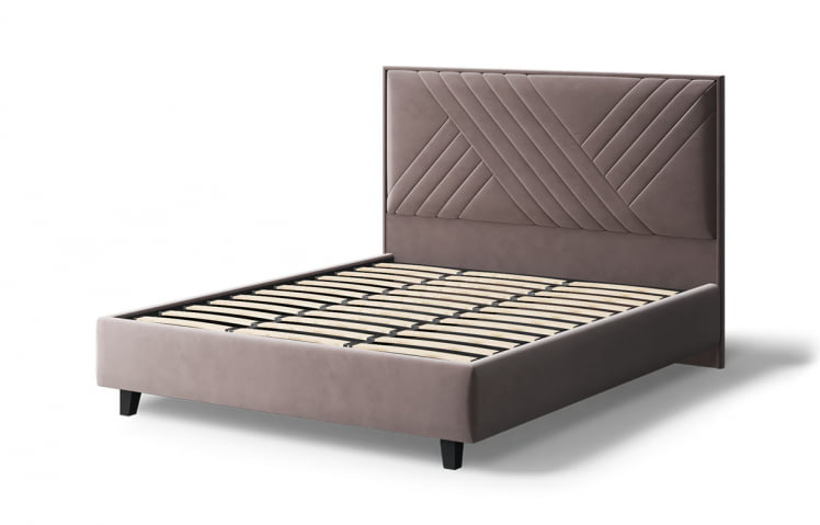 Кровать МИРА 2000*1800мм (на опорах), велюр Бренди лайт 05 (кофе), (б/основания, б/матраса)_2