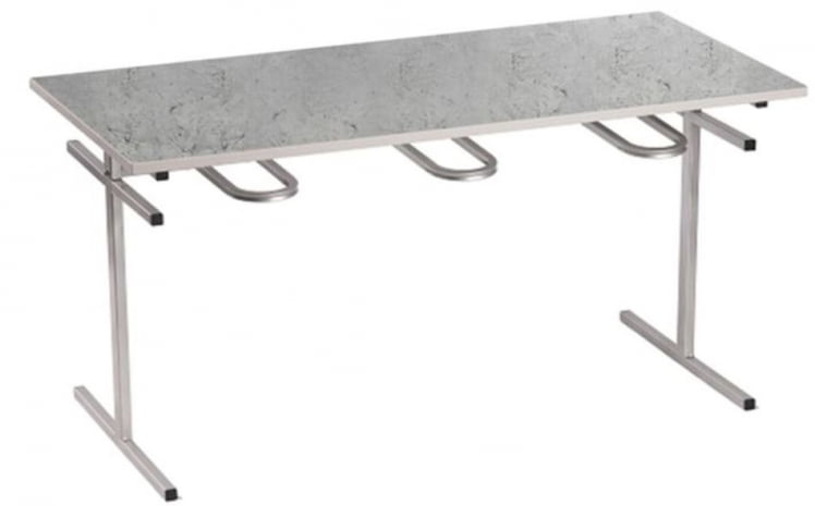 Стол обеденный универсальный с подвесами для 6 табуретов 1500х700 мм Пластик Серый камень лофт/Металл Коричневый_0