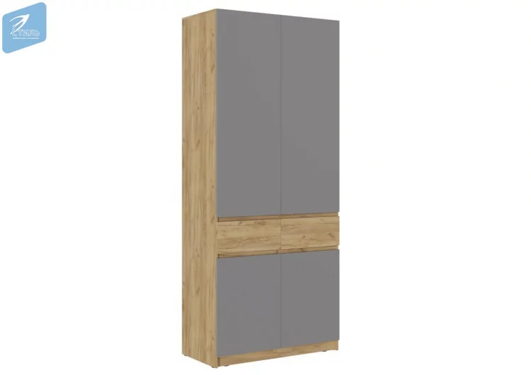 Шкаф 2-х створчатый ШК-001 БОСТОН дуб крафт золотой/Шифер серый_0