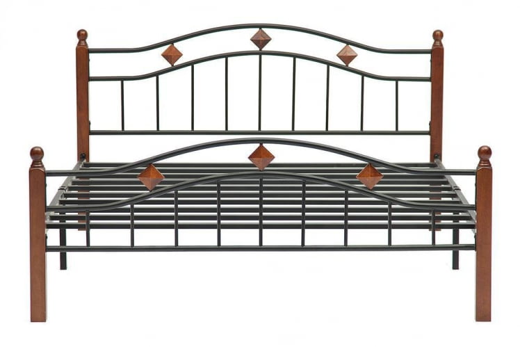 Кровать AT-126 дерево гевея/металл, 160*200 см (Queen bed), красный дуб/черный Кровать AT-126 дерево гевея/металл, 160*200 см (Queen bed), красный дуб/черный_1