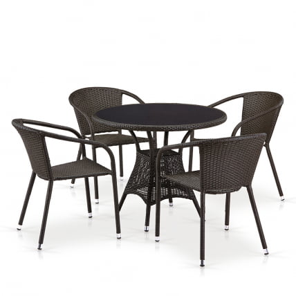Комплект плетеной мебели T197ANS-W53/Y137C-W53 Brown 4Pcs_0