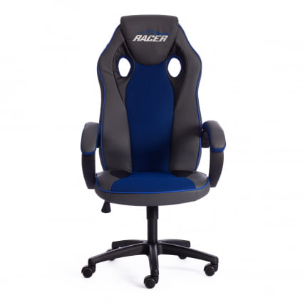 Кресло RACER GT new кож/зам/ткань, металлик/синий, 36/10_4