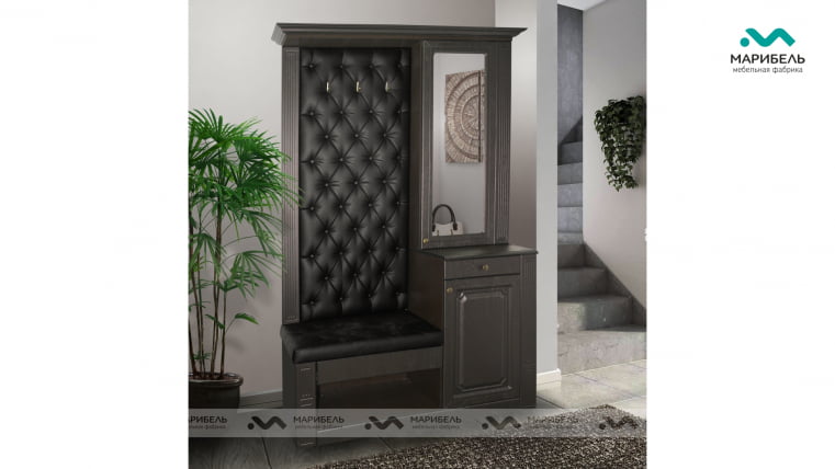 Прихожая  «Визит 2» К-1/1300 (Лев/прав) Дуб фактурный горький шоколад/Кожа Терра 118/Венге / Terra_0