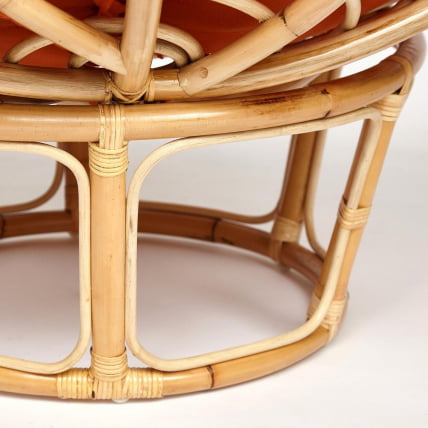 Кресло PAPASAN ECO/ПАПАСАН ЭКО P115-1/SP STD /c подушкой, ремешками/ диаметр подушки 122 см, 115x101x92 см, Natural (натуральный), ткань Оранжевый, С 23_2