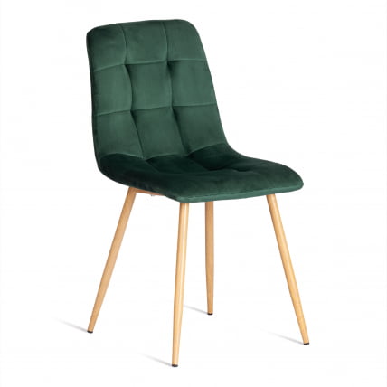 Стул CHILLY (mod. 7094-1) вельвет/металл, 44,5х52,5х86 см, dark green (темно-зеленый) HLR57 / натуральный_0