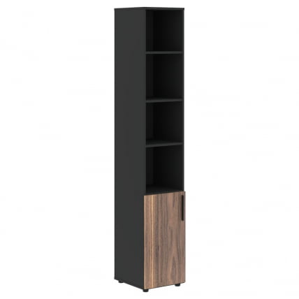 Шкаф-колонка с глухой малой дверью (левый) VELION VENEER VRHCS 40.5 L Американский орех Яшма черная_0