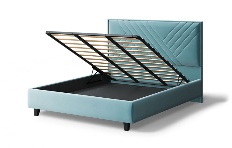 Кровать МИРА 2000*1600мм (на опорах), велюр НЕО 22 (бирюзовый), (б/основания, б/матраса) / NEO_3