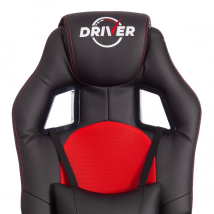 Кресло DRIVER (22) кож/зам/ткань, черный/красный, 36-6/TW-08_6