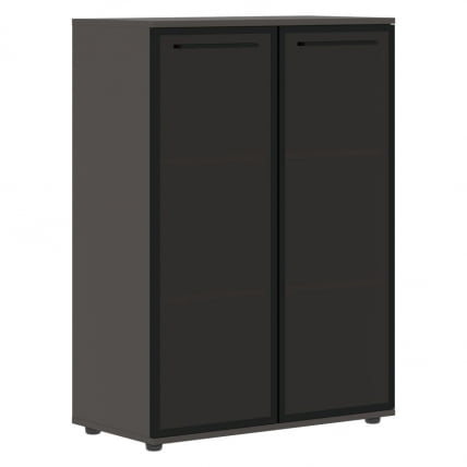 Шкаф со стеклянными дверьми в металлической раме ЕДИС ЕМCС 85.7 Черный Мокко / EDIS EMCS_0